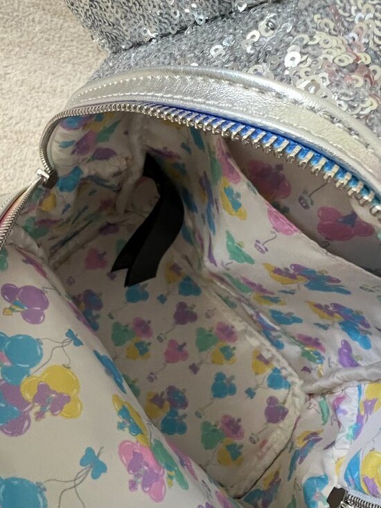 Loungefly Disney Mickey & Friends Birthday Silver Sequin Mini Backpack main image 14